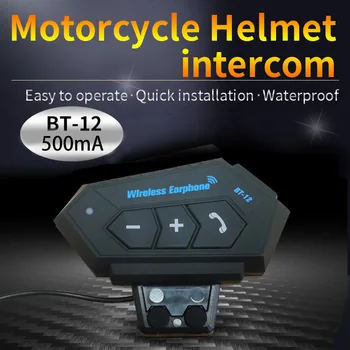 Мотоциклетный Шлем Домофон BT12 Для Езды На мотоцикле Водонепроницаемые Наушники 500 мА Шлем Bluetooth Наушники Motociclista Accesorios