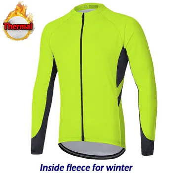 Мужская зимняя термо-флисовая одежда для велоспорта, теплый трикотаж, уличный велосипед Pro Team MTB, облегающая куртка для горных видов спорта с длинным рукавом