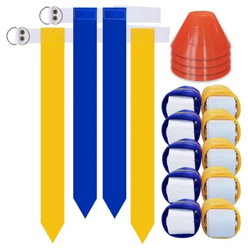 Набор для игры в футбол с флагом Полный тренировочный набор для помещений и на открытом воздухе 10 футбольных поясов с флагом для игроков и набор флажков ПВХ