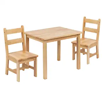 Набор столов и стульев Kyndl Kids из 3 частей твердой древесины, натуральный