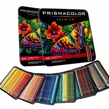 Набор Художественных Карандашей PRISMACOLOR 24/48 цветов, Масляные цветные Карандаши, Деревянные цветные карандаши для рисования, школьные принадлежности