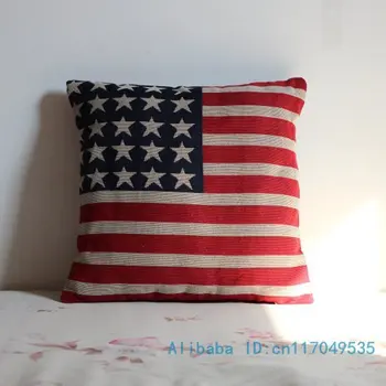 Наволочка 1ШТ 17 дюймов (45 см * 45 см), Хлопковая наволочка с Национальным флагом США, оптовая продажа P160