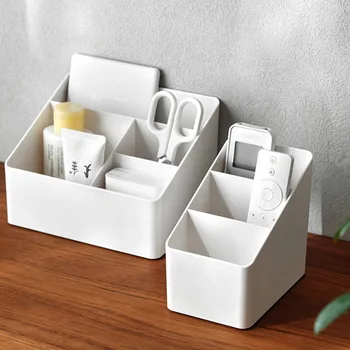 Настольная пластиковая офисная коробка для косметической отделки в гостиной, дистанционный многофункциональный ящик для хранения, органайзер для макияжа