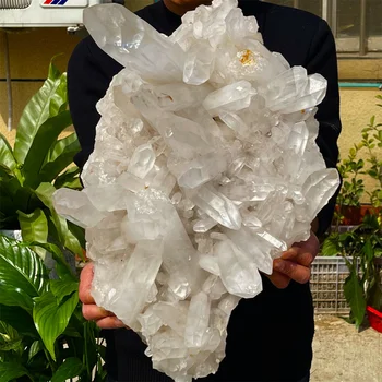 Натуральный Белый кристалл, кластер Кварцевых Минералов, Украшение для домашнего Офиса, Духовное Исцеление