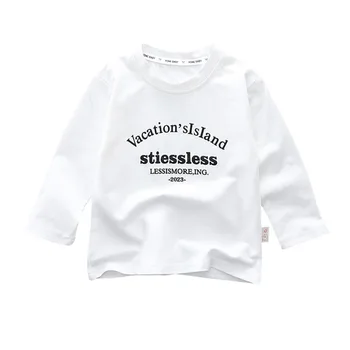 Новая Весенне-осенняя одежда для маленьких девочек, Модная хлопковая футболка для мальчиков, повседневный костюм для малышей, одежда для младенцев, детская спортивная одежда