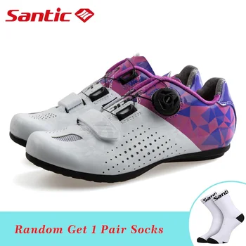 Новая Женская Велосипедная обувь Santic, Разблокированная Дышащая Обувь для MTB Шоссейного велосипеда, неблокирующаяся, Женская резиновая обувь для езды на велосипеде