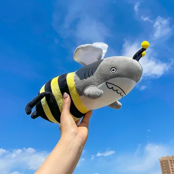 Новая Мультяшная плюшевая игрушка Kawaii Акула и Пчела, Кукольная подушка, Креативная мода, Милая Плюшевая игрушка 