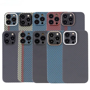 Новое натуральное арамидное волокно углеродного цвета для iPhone 14 Pro Max 14Pro Ультратонкий бизнес-телефон для iPhone 14 Plus Чехол