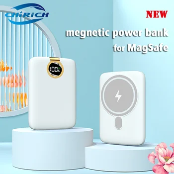 Новый Магнитный Power Bank емкостью 10000 мАч, беспроводное быстрое зарядное устройство, портативный внешний запасной аккумулятор, Powerbank для Magsafe iPhone 14 13 Xiaomi