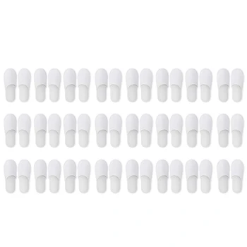 Одноразовые тапочки, 24 Пары Одноразовых тапочек с закрытым носком Подходящего размера для мужчин и женщин для отеля, используемых гостями спа-салона, (белые)