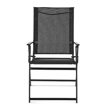 Опоры Greyson Square, набор из 2 складных стульев для патио, черный набор стульев для патио, мебель для патио