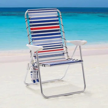 Опоры, Алюминиевый Пляжный стул с банджи, красная Белая и синяя полоса, Походный стул, Складной Стул, Пляжный стул, Уличная мебель