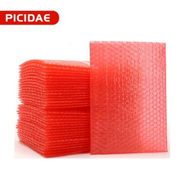 Пакеты с пузырями из двойной пленки красного цвета/Пластиковые полиэтиленовые двухслойные упаковочные конверты/Антистатические противоударные мягкие пакеты Мешок с пузырями
