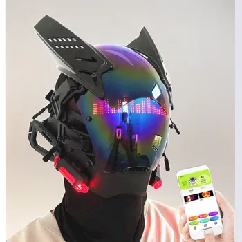 Панк-маска, приложение Bluetooth, научно-фантастический шлем, ручная работа, персонализированная текстовая анимация 