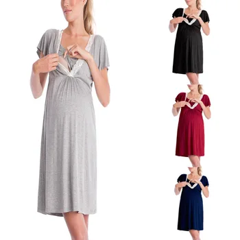 Пижама для беременных и кормящих Ночная рубашка Для Беременных Женщин Пижамы для домашнего кормления Платья для беременных Ночная рубашка для больницы