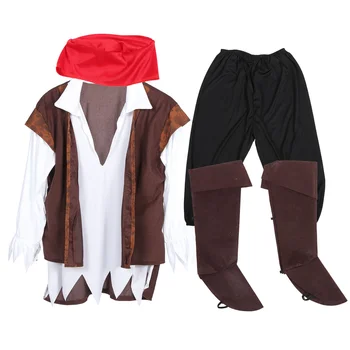 Пиратский Косплей костюм Декоративный реквизит для фотосессии Одежда для Выступлений Мужская Роль Ткань Вечеринка Хэллоуин Мужской реквизит для взрослых