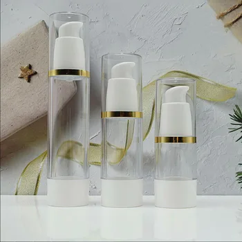 пластиковая безвоздушная бутылка 50 мл с белой насосной крышкой gold line для сыворотки/лосьона/эмульсии/жидкой основы/эссенции для глаз/упаковки для ухода за кожей