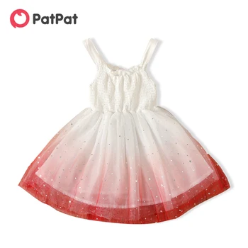 Платье на Бретелях PatPat Kid Girl С Блестящим Дизайном Градиентного Цвета из Сетчатой Ткани