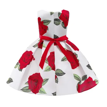 Платья с цветочным узором для девочек, Расшитые блестками, Детское Рождественское Свадебное торжество, Детское Элегантное Бальное платье, Vestidos, Детская одежда