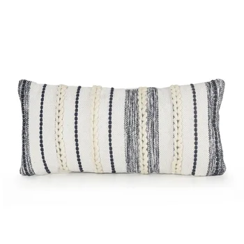 Плетеная белая / темно-синяя Современная прямоугольная декоративная подушка 14 
