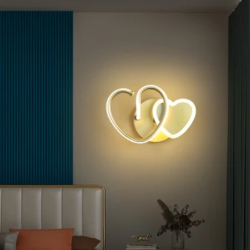 Прикроватный настенный светильник для спальни Интернет Красный Креативный светодиодный светильник в форме сердца Минималистичный Современный Диван для гостиной Фоновые Настенные светильники