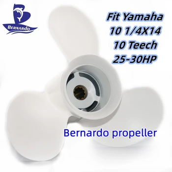 Пропеллер для лодки Bernardo 10 1/4X14 Подходит Для подвесных лодочных двигателей Yamaha мощностью 20 25 30 л.с. Винт из алюминиевого Сплава с 3 Лопастями и 10 Зубчатым Шлицем RH