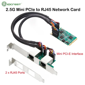 Сетевая карта IOCREST 2.5G Mini PCIe-RJ45 с двумя портами 2500 Мбит/с Mini PCI Express NIC Lan Card для набора микросхем Realtek 8125B