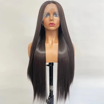 Синтетические парики для женщин, длинные Прямые волосы на кружеве, без пробоя, для вечеринки/косплея, аниме, высокотемпературное волокно
