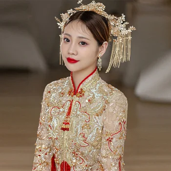 Традиционный Классический Свадебный костюм Невесты с вышивкой Бисером Cheongsam, Китайская Пара, Женщины, Мужчины, Свадебное платье Qipao Vestidos