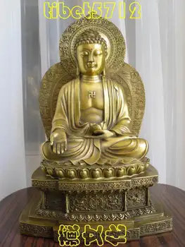 Украшенные предметы коллекционирования, Тибетская буддийская бронза, статуя будды-целителя высотой 30 см, свадебное медное украшение из настоящей Латуни