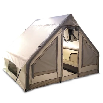 Хлопковая палатка-колокольчик на 2-4 человека, Надувная Палатка для кемпинга, Портативная палатка-колокольчик с воздушной трубкой на открытом воздухе, Быстрая установка без опор