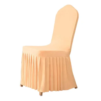 Чехол для стула из эластичного спандекса, однотонная Юбка, ткань Для гостиничного Банкета, Свадебной вечеринки, украшения для обеденного стола