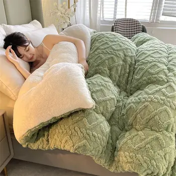 Одеяло-кровать с толстым одеялом, супер толстое зимнее теплое одеяло, утяжеленное одеяло из искусственного кашемира, мягкое удобное утепление