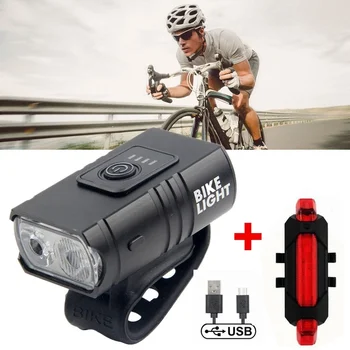 Светодиодный велосипедный фонарь, передний задний фонарь для горного велосипеда, USB Перезаряжаемый Водонепроницаемый велосипедный фонарь, предупреждающий о безопасности езды