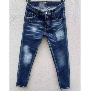Модные мужские Повседневные джинсы Slim Fit, брюки из джинсовой ткани в стиле Хай-стрит в стиле панк C007